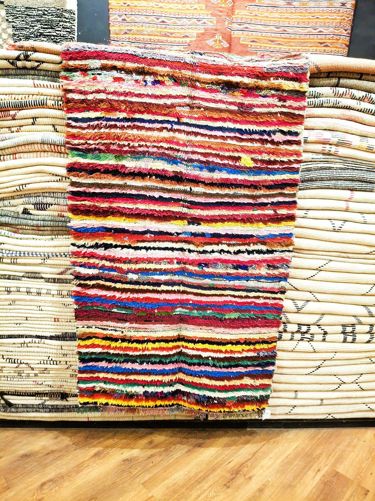 Azilal 003 – handmade Moroccan rug in recycled textile from Azilal, 2.18 × 1.07 m – view 6 of 8