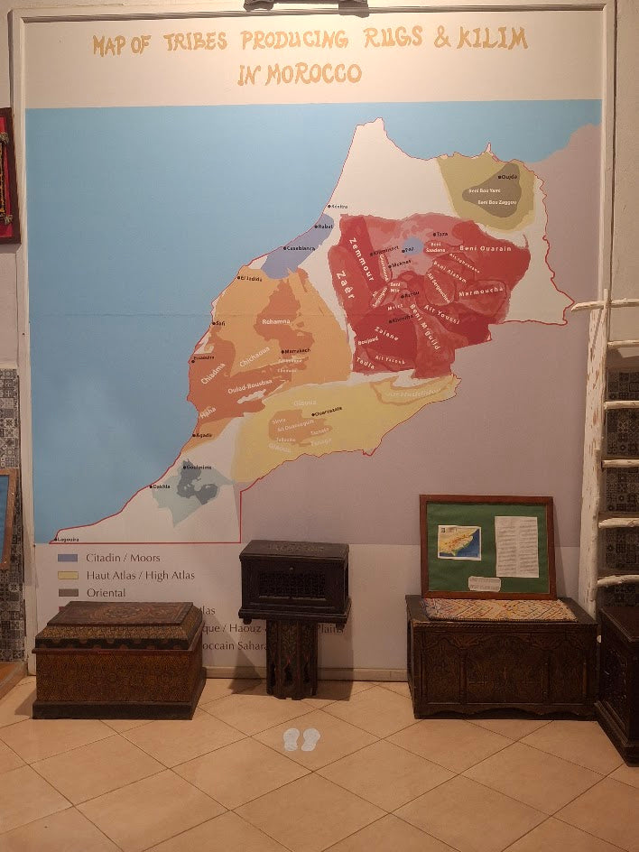 Map of Moroccan rug production regions